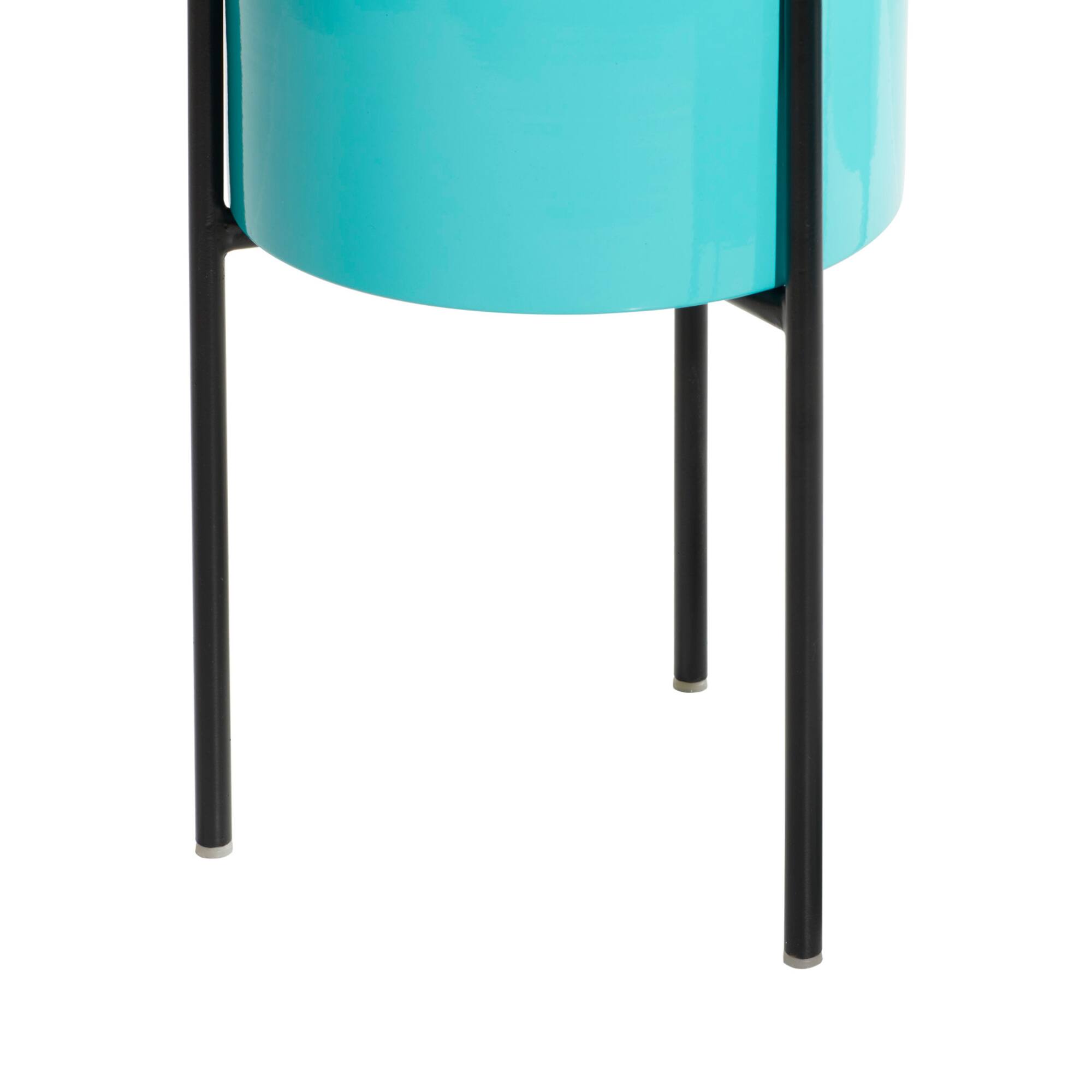 Teal Metal Contemporary Planter Set